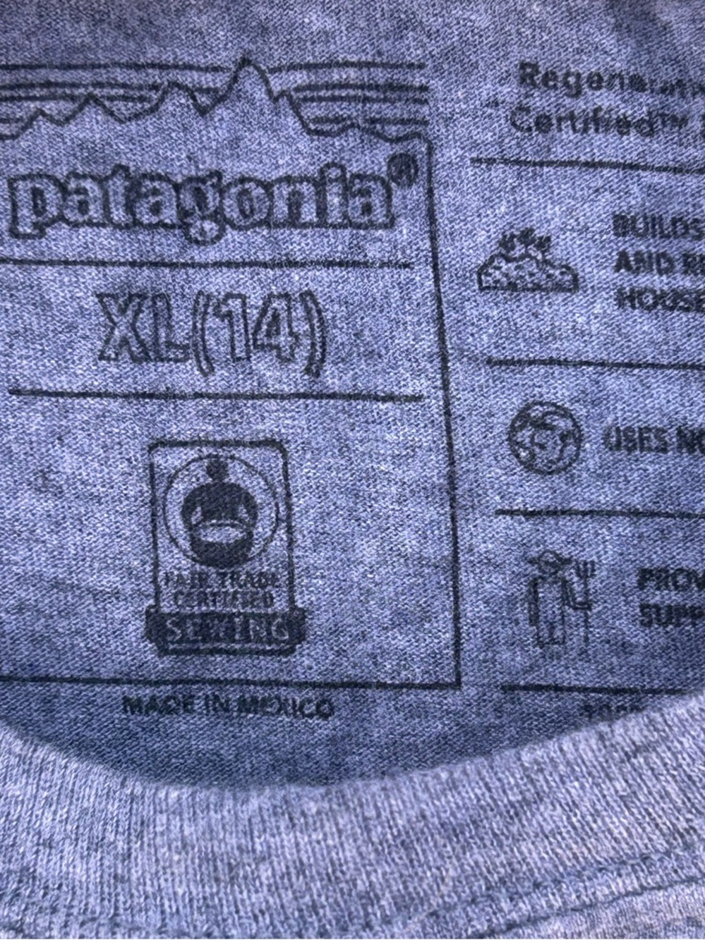 Patagonia Kids 14 16 Graphic T Shirt Gray Mountain Logo Youth Tee girl boy - Picture 3 of 4